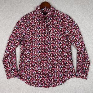 J. Crew Liberty Art Fabrics Sarah Floral Tie Neck Button Front Blouse Size 6